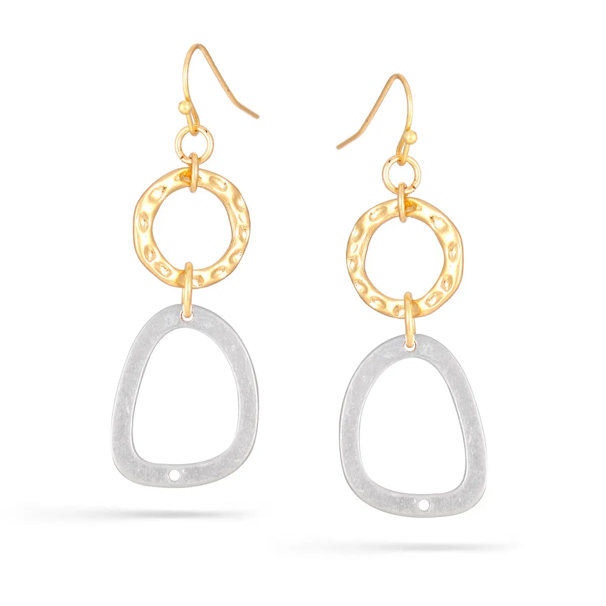 SILVER AND GOLD DROP EARRINGS #HNE88541 (IE1)