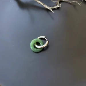 Silver and Jade Hoop Earrings