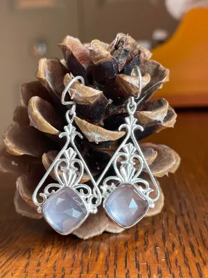 Silver and Rose Quartz Drop Earrings