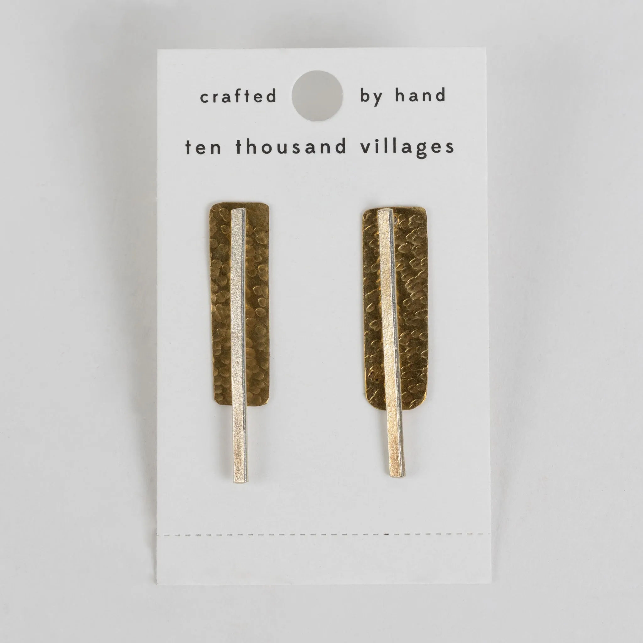 Silver Brass Bar Drop Earrings - Convertible