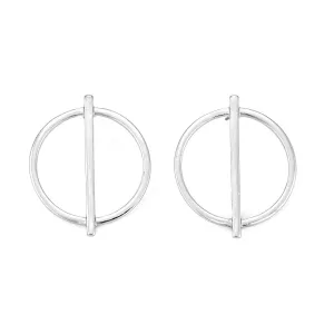 SILVER CROSS CIRCLE STUD  EARRINGS #SQ5126S (MH4)