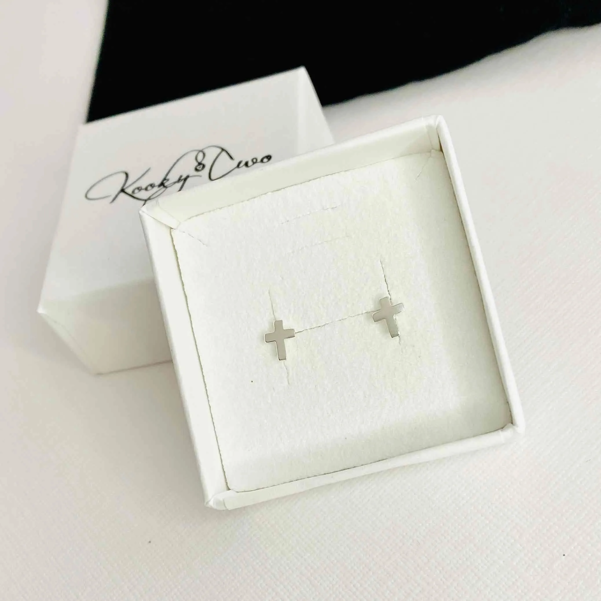 Silver Cross Stud Earrings