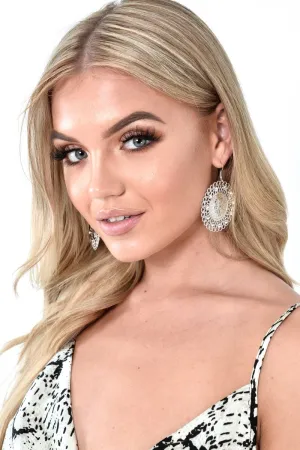 Silver Diamante Filigree Emblem Earrings - Juliyana