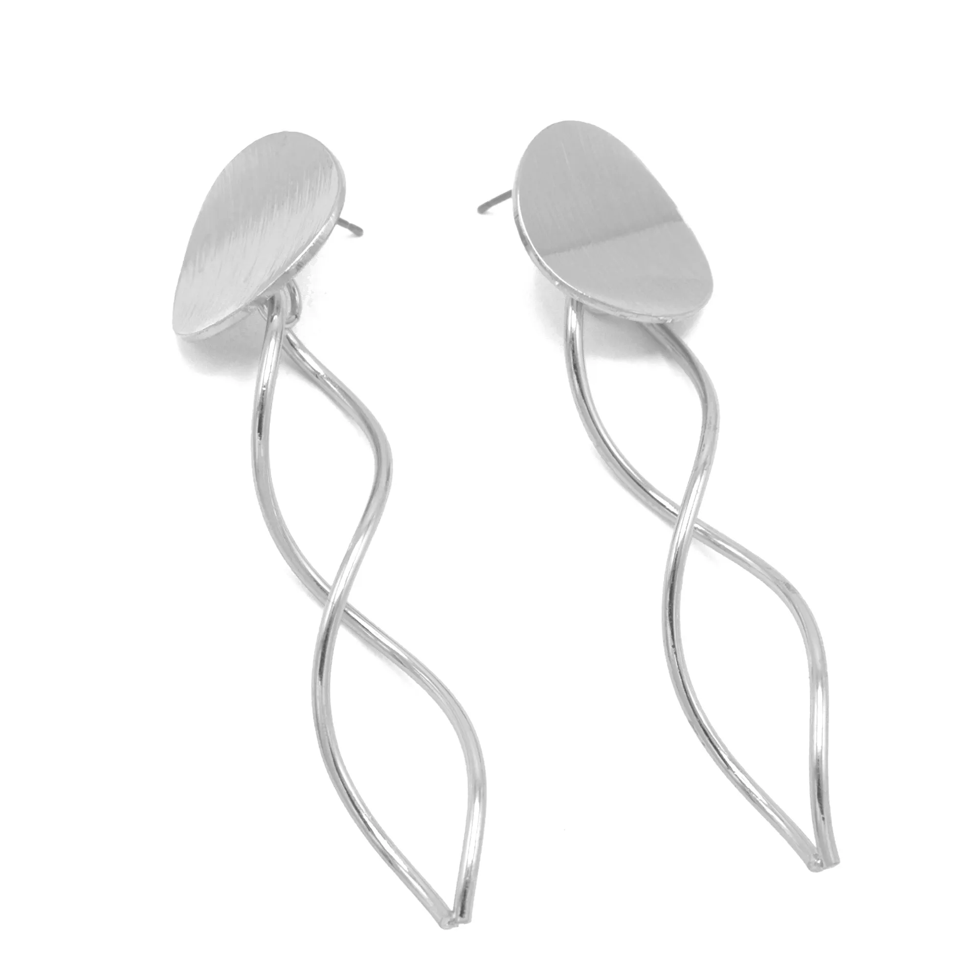 SILVER DROP STUD EARRINGS#SQ315-060330S (RD10)