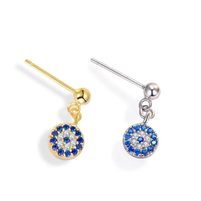 Silver Evil Eye Dangle Earrings-EOS003