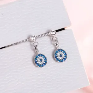 Silver Evil Eye Dangle Earrings-EOS003