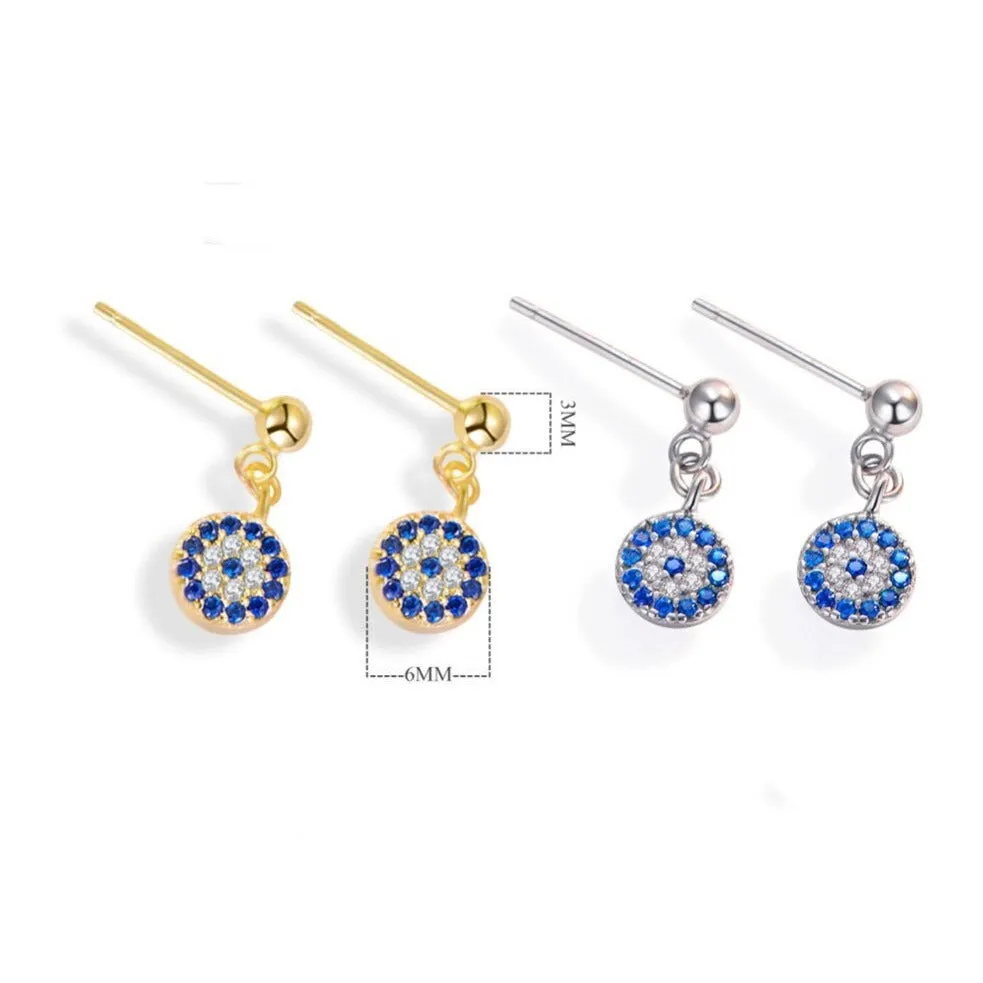 Silver Evil Eye Dangle Earrings-EOS003