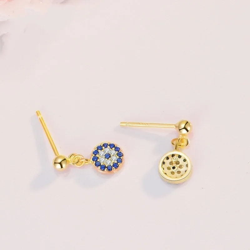 Silver Evil Eye Dangle Earrings-EOS003