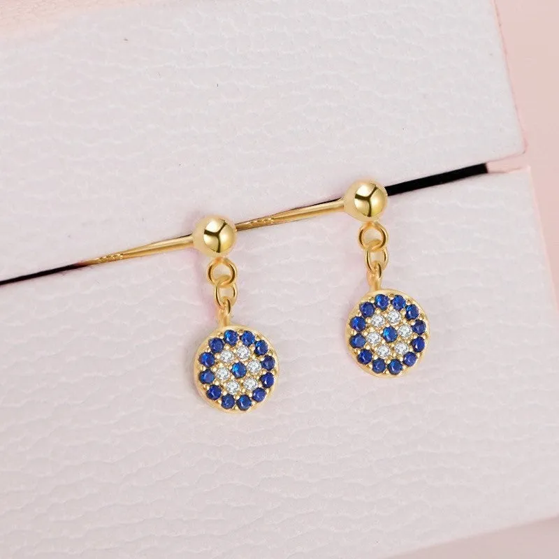 Silver Evil Eye Dangle Earrings-EOS003