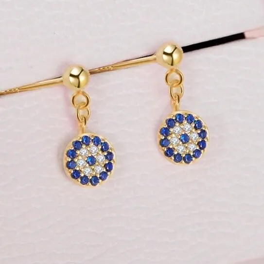 Silver Evil Eye Dangle Earrings-EOS003