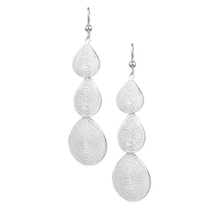 Silver Filigree Triple Drop Earrings