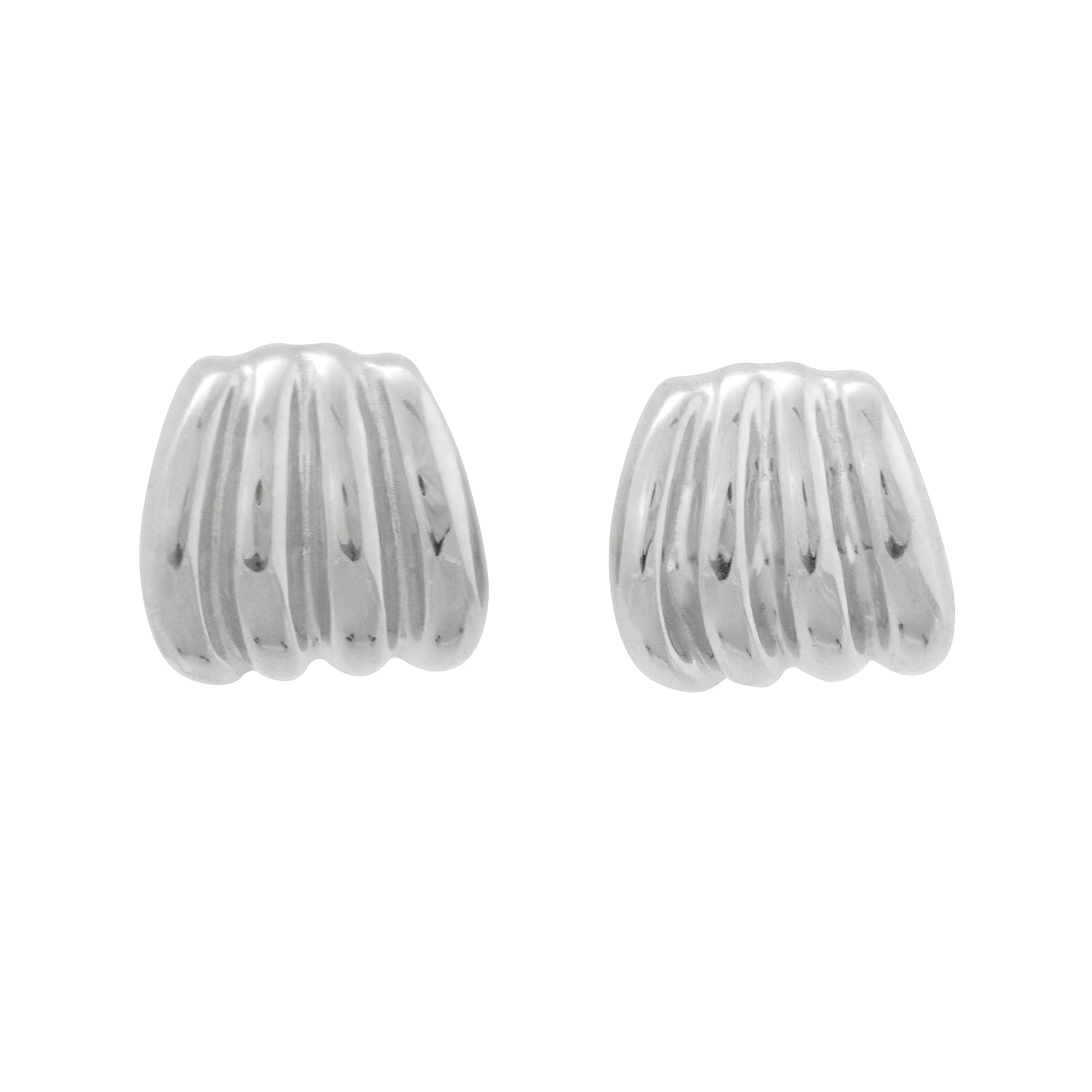 Silver Ripple Stud Earrings