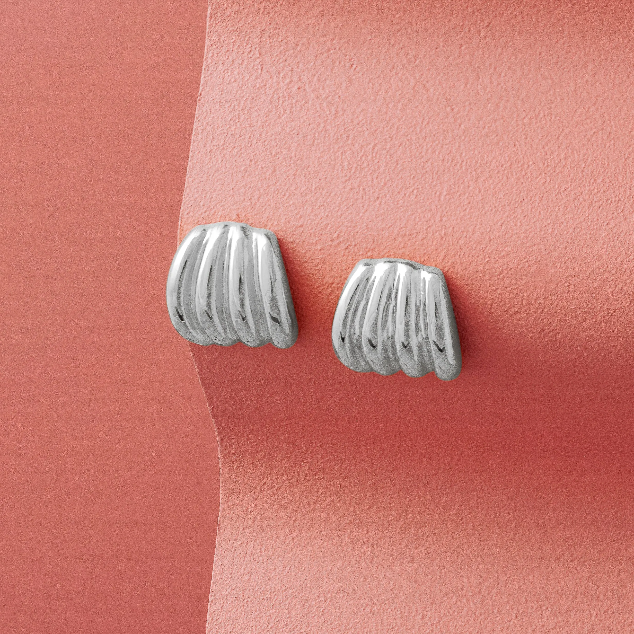 Silver Ripple Stud Earrings