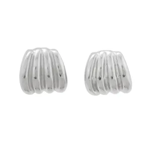 Silver Ripple Stud Earrings