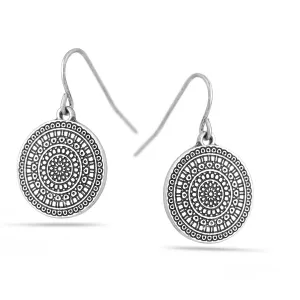 SILVER ROUND DROP EARRINGS #HNE89029SIL (SD10)