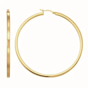 Simone I Smith Collection Platinum Plated Sterling Silver 65X3MM Flat Edge Hoop Earrings