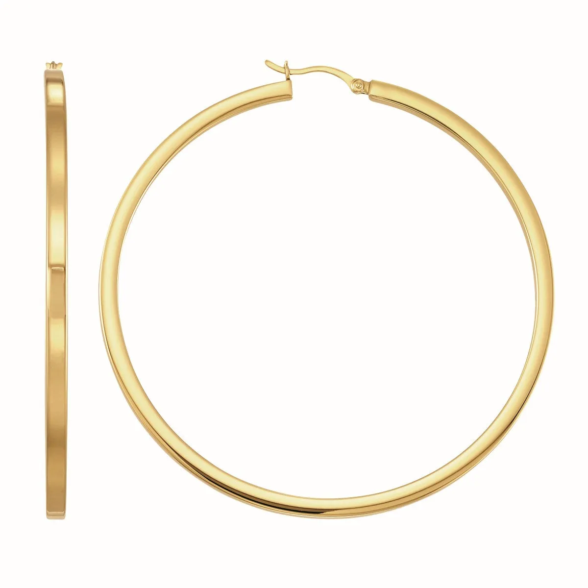 Simone I Smith Collection Platinum Plated Sterling Silver 65X3MM Flat Edge Hoop Earrings