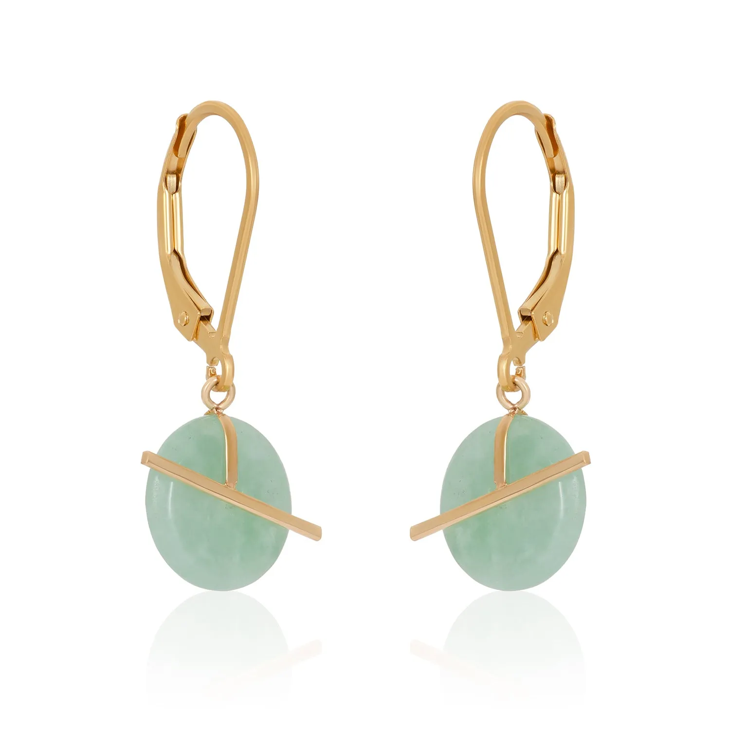 Simply Donut Jade Lever Back Earrings
