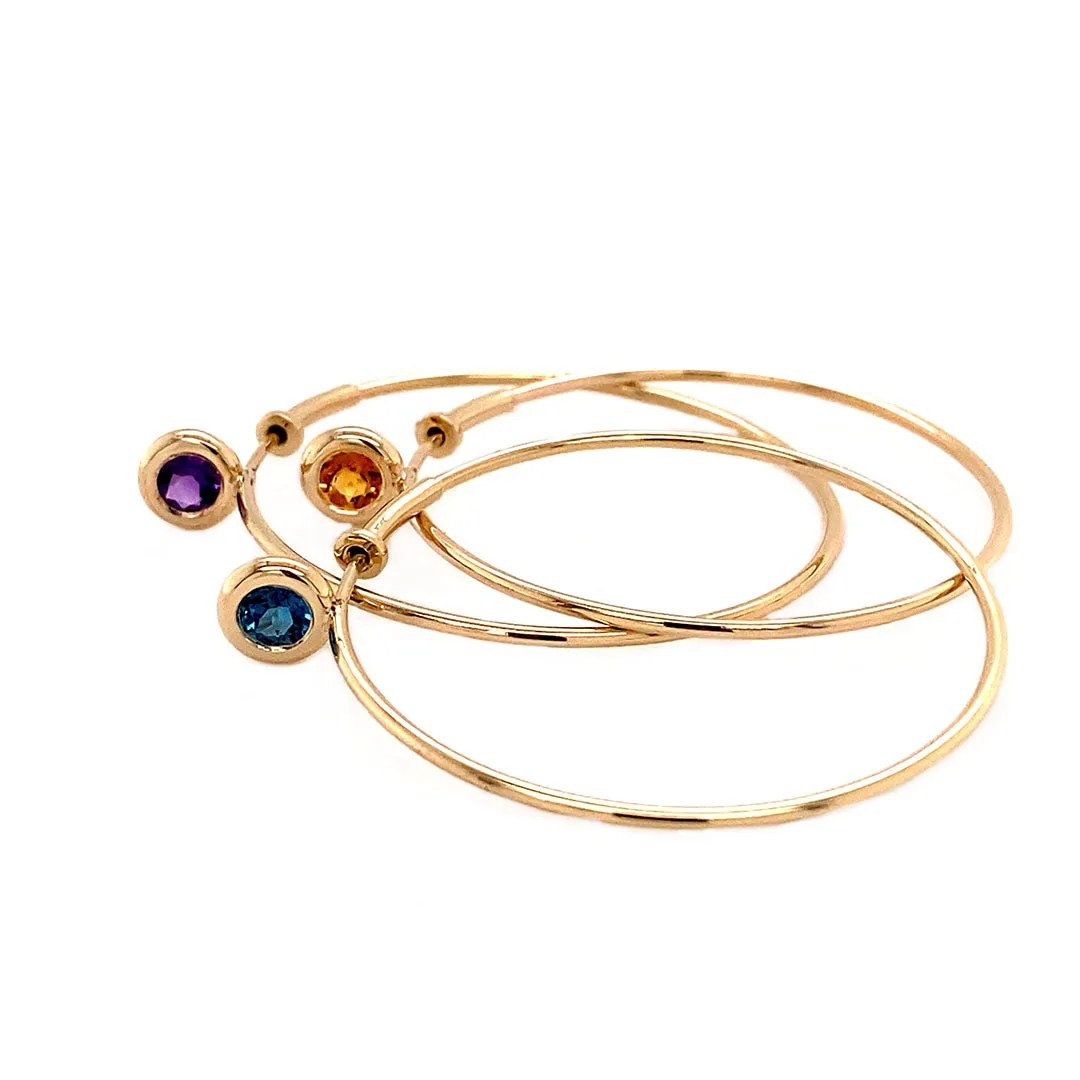 SINGLE STONE MEDIUM GYPSY HOOP - LONDON BLUE TOPAZ