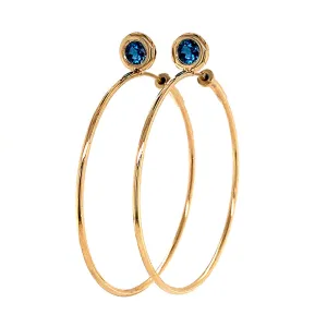 SINGLE STONE MEDIUM GYPSY HOOP - LONDON BLUE TOPAZ