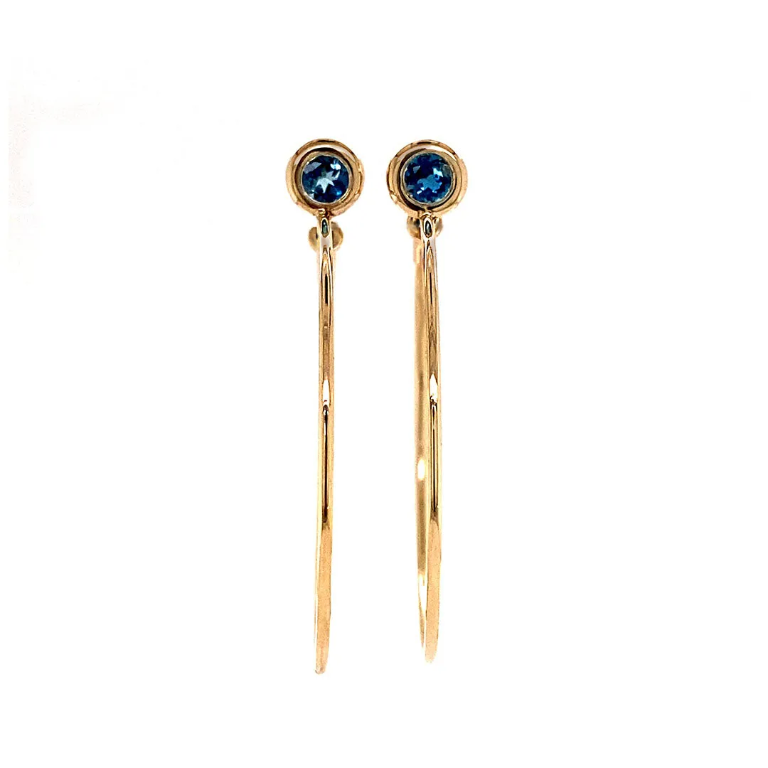 SINGLE STONE MEDIUM GYPSY HOOP - LONDON BLUE TOPAZ
