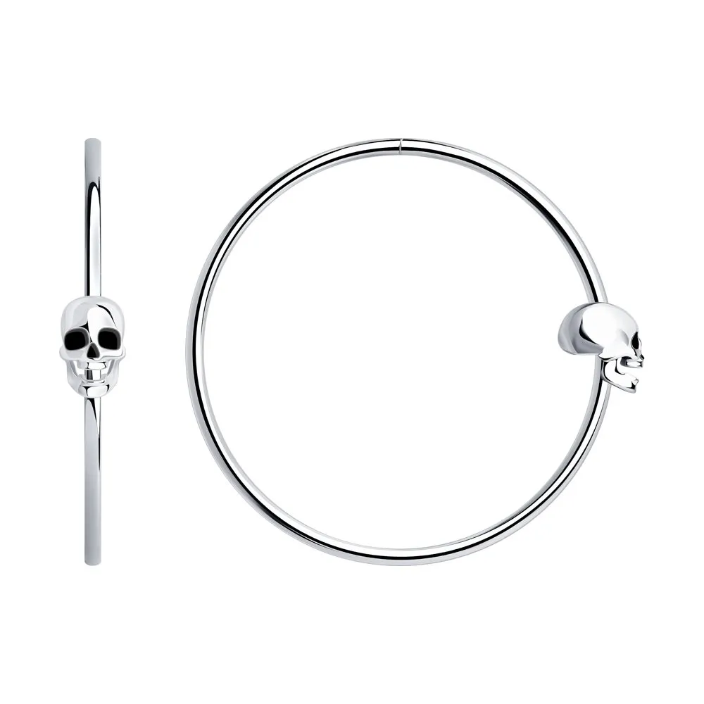 SKLV by SOKOLOV - Skull Hoop Silver Earrings, Medium
