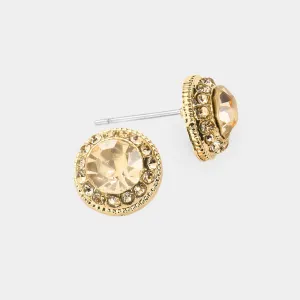 Small Light Topaz Crystal Stud Earrings  | Pageant Earrings | 532992