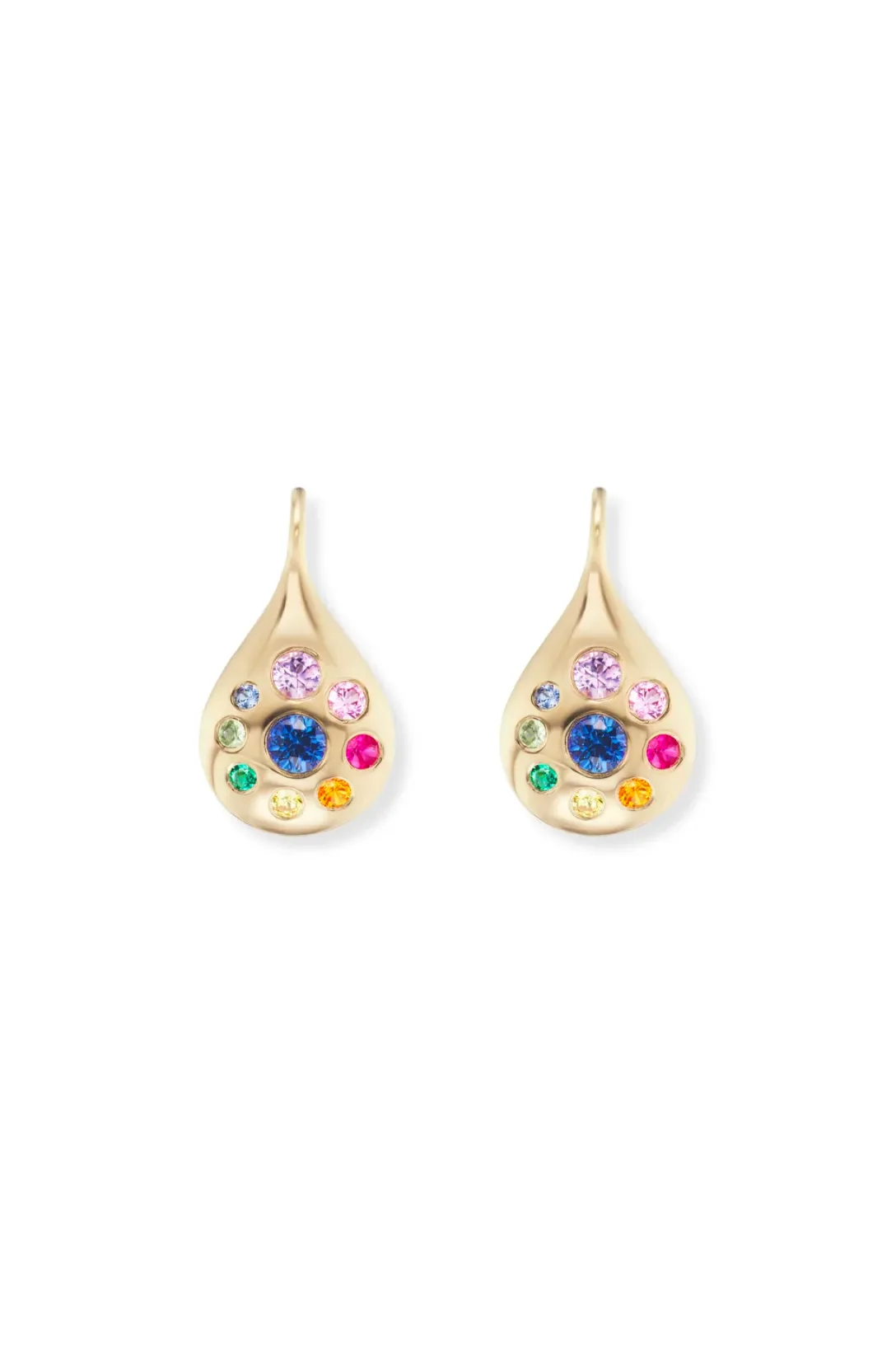 Small Petal Drop Earrings | Rainbow Sapphires & Emeralds