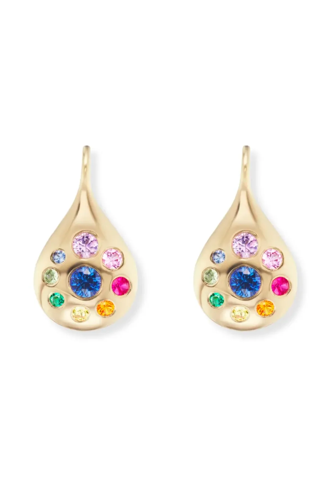 Small Petal Drop Earrings | Rainbow Sapphires & Emeralds