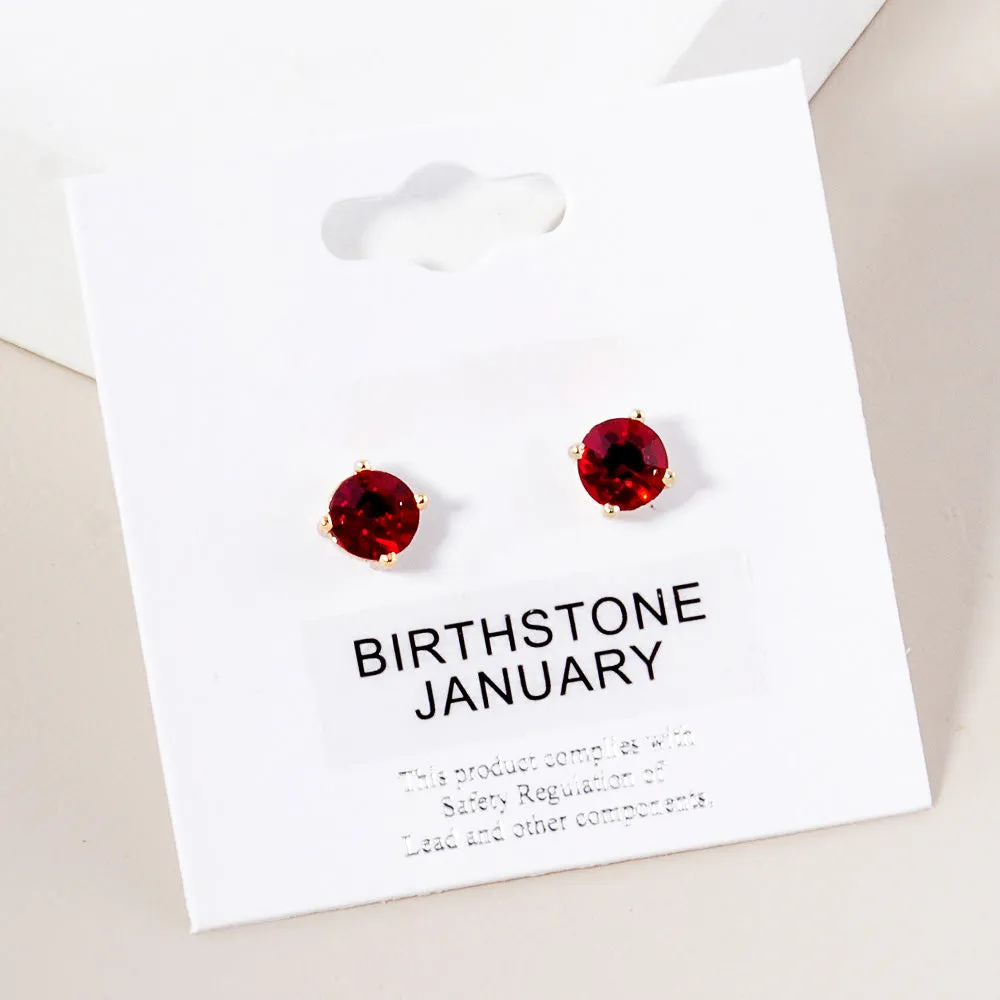 Small Red Stud Earrings | January Birthstone Earrings | Little Girl Earrings | 615891