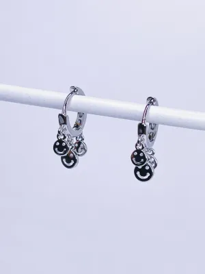Smiley Dangle Huggie Earrings