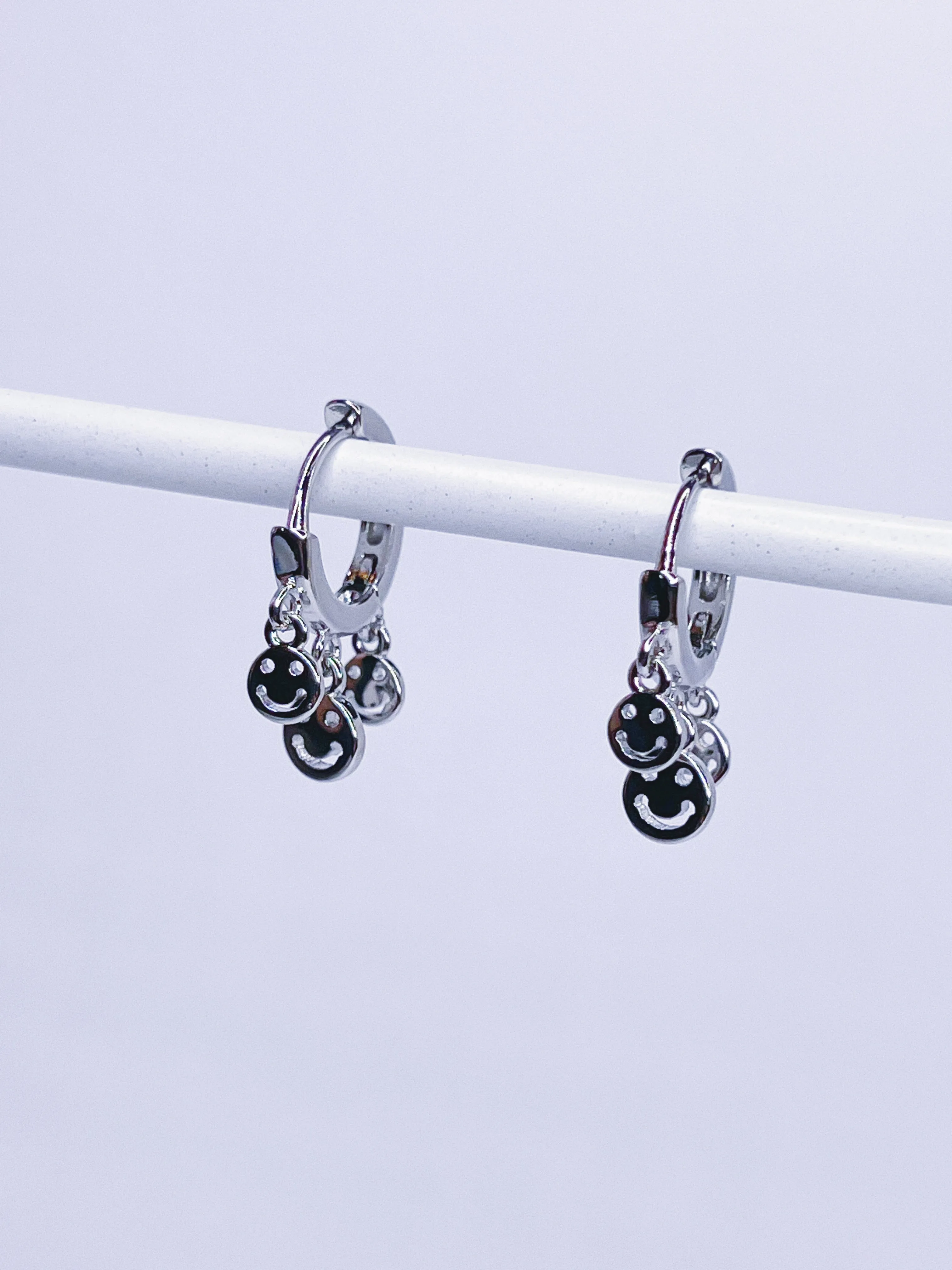 Smiley Dangle Huggie Earrings
