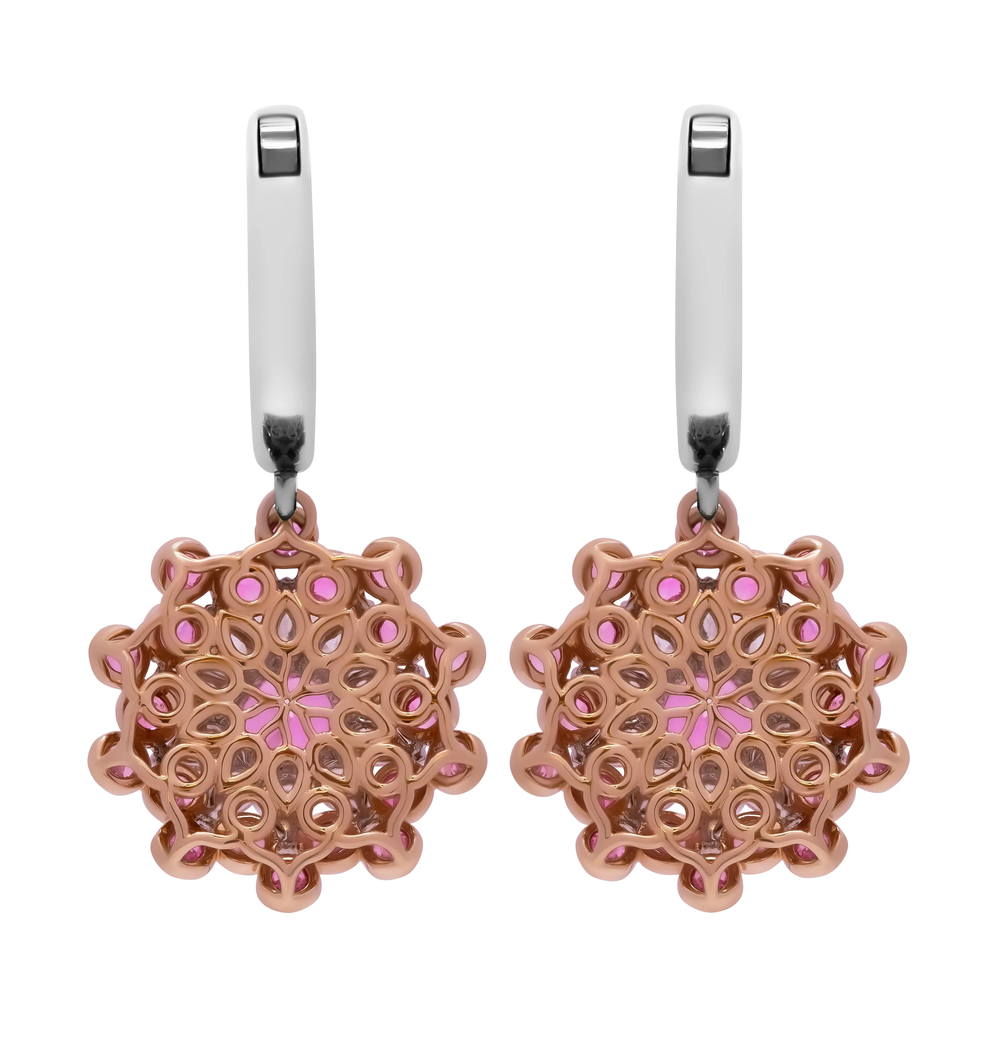 Snowflake Halo Earring with Pink Sapphires and Diamonds