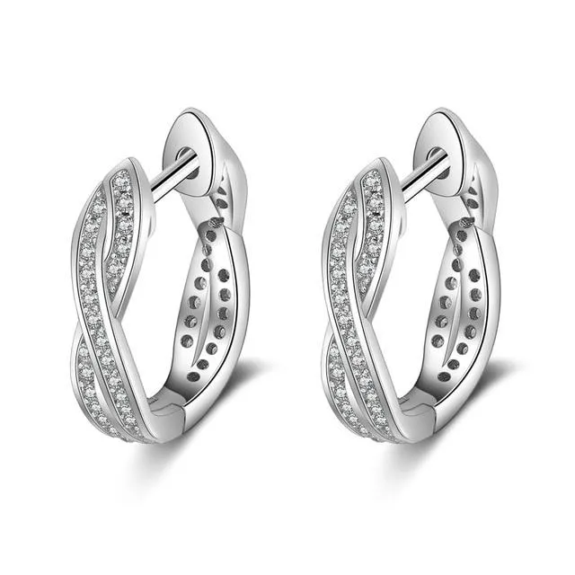 Solid 925 Sterling Silver Stud Earrings for Women Silver 925 Jewelry Women Cubic Zirconia Heart Leaf Earrings for Girls