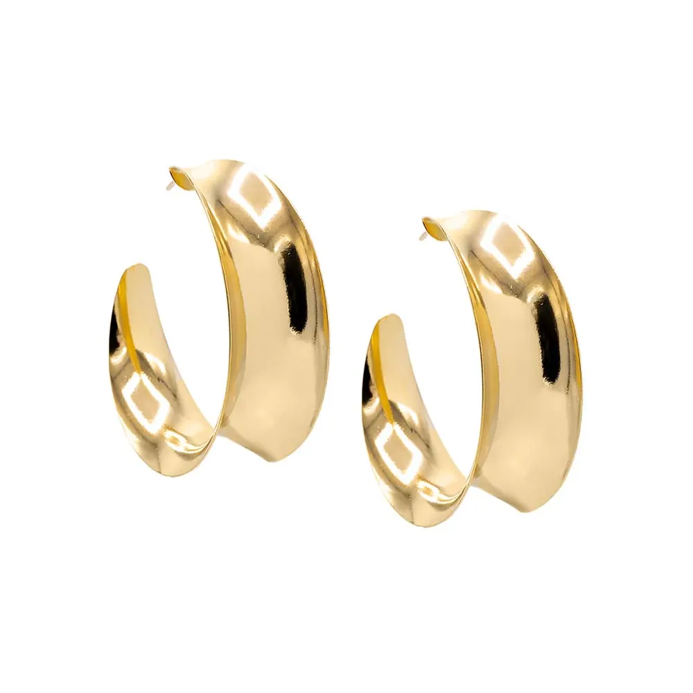 Solid Curved-In Open Hoop Earring