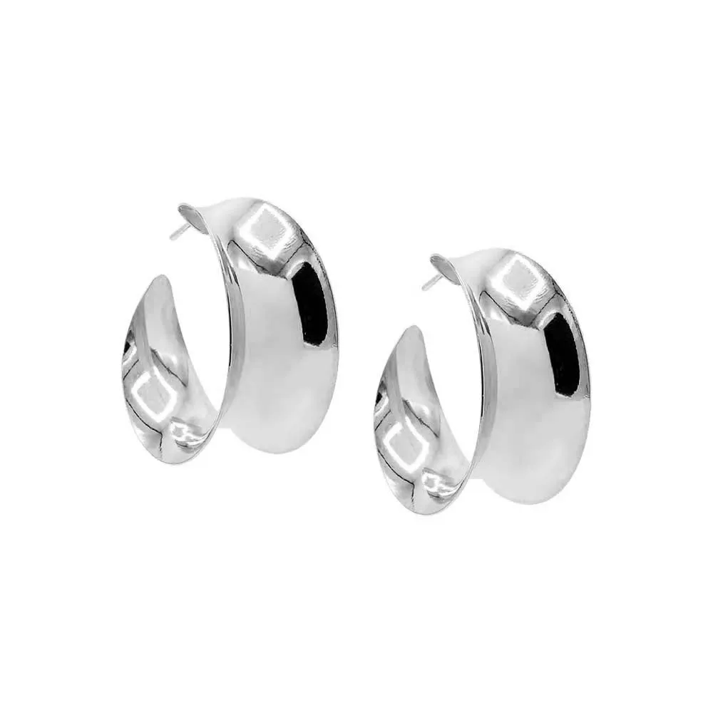 Solid Curved-In Open Hoop Earring