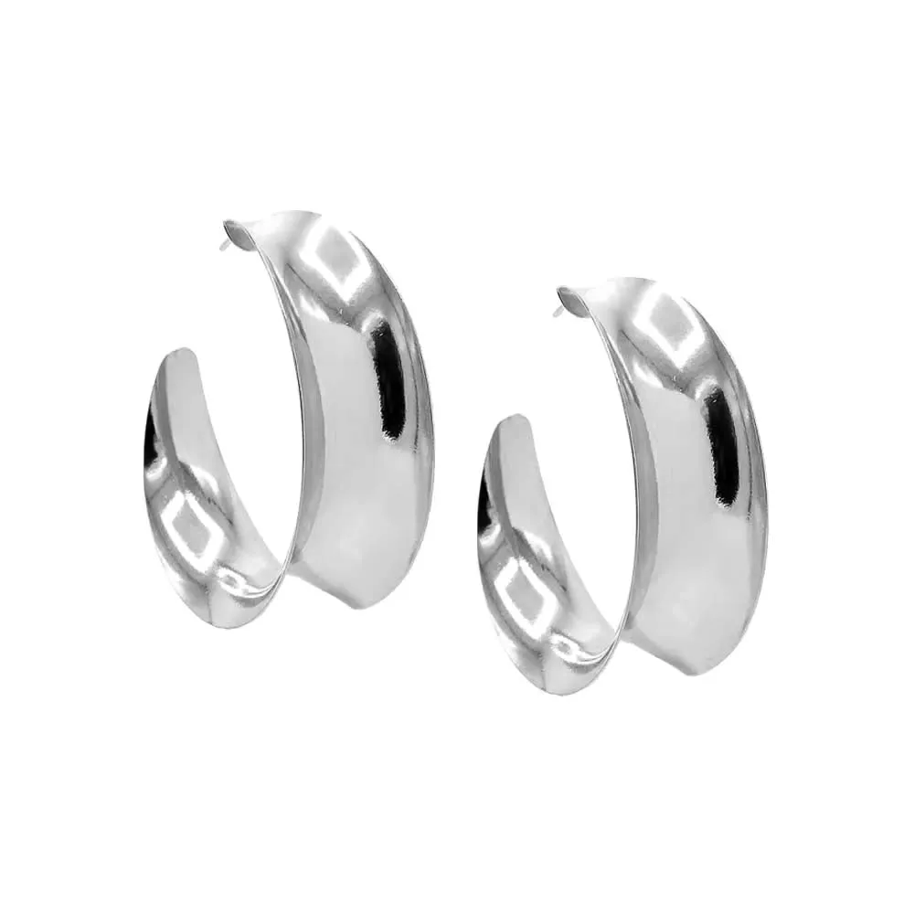 Solid Curved-In Open Hoop Earring