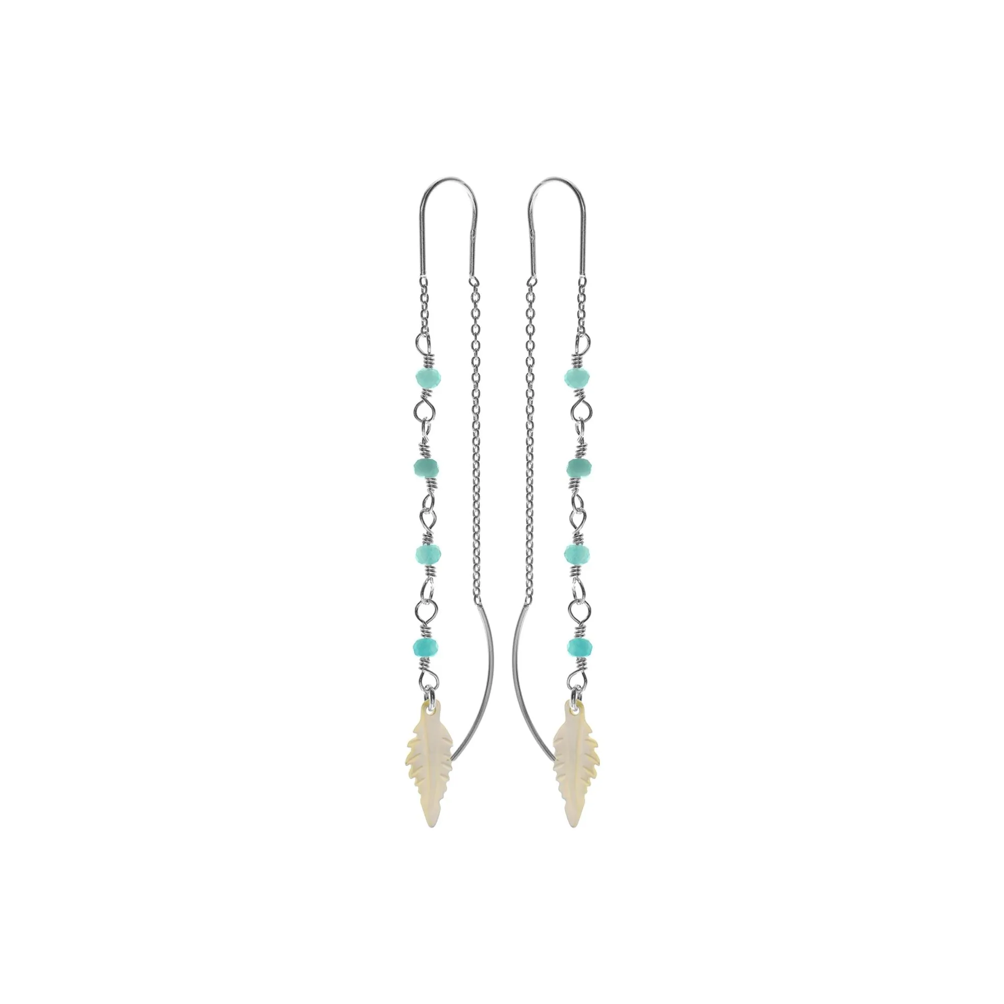 Sophia boho sea leaf pull-through earrings