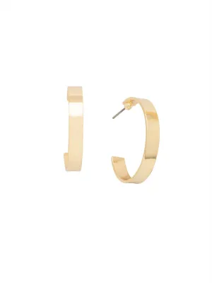 Sorrelli Gold Flat Metal Hoop Earrings - Metallic