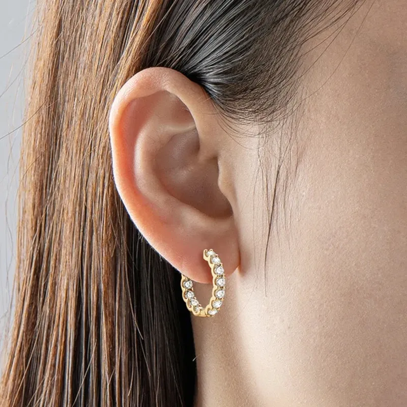 Sparkling Jewelry Hoops Stud Earrings