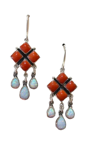 Square and Pearl Drop Earrings