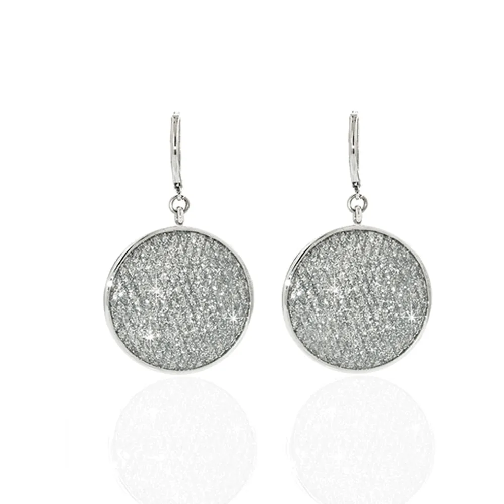 Stardust Large Silver Snakeskin Disc Earrings