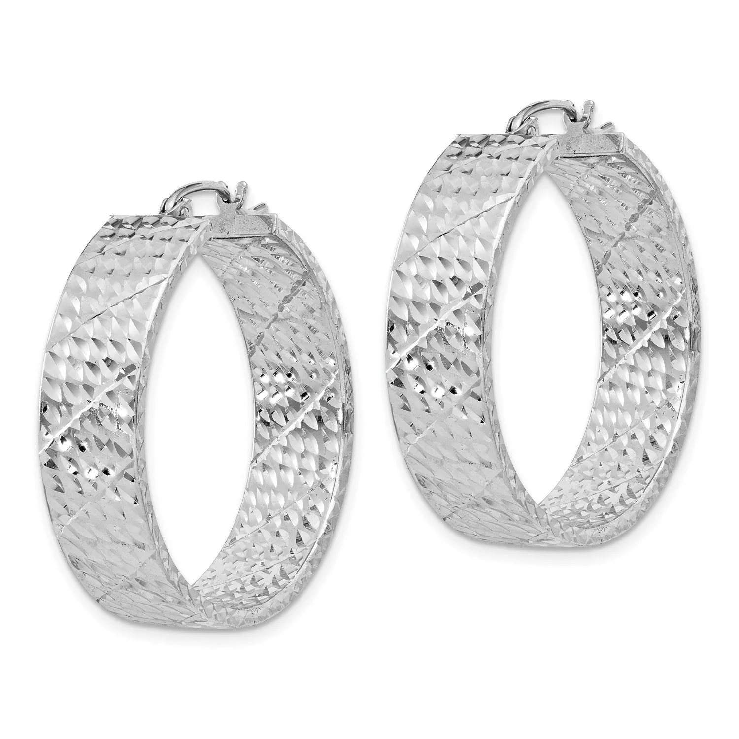 Sterling Silver 31MM Diamond-cut Hoop Earrings