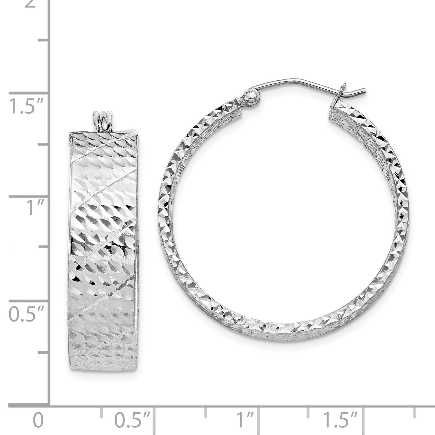 Sterling Silver 31MM Diamond-cut Hoop Earrings