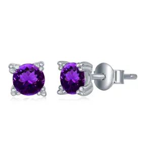 Sterling Silver Amethyst Stud Earrings (94614)