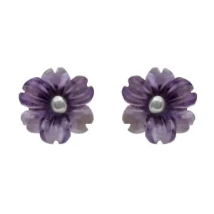 Sterling Silver Amethyst Tuberose 8mm Dahlia Stud Earrings