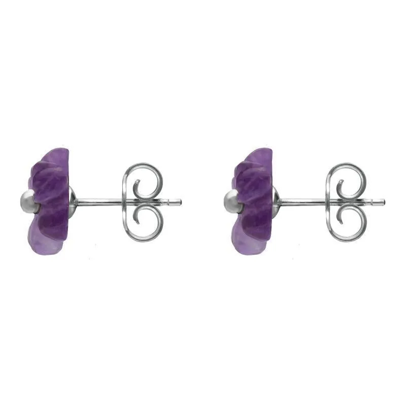 Sterling Silver Amethyst Tuberose 8mm Dahlia Stud Earrings