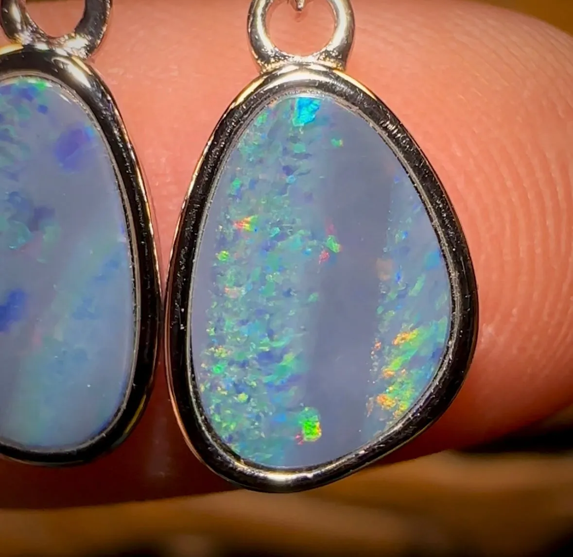 Sterling Silver - Australian Boulder Opal Doublet Hook Earrings