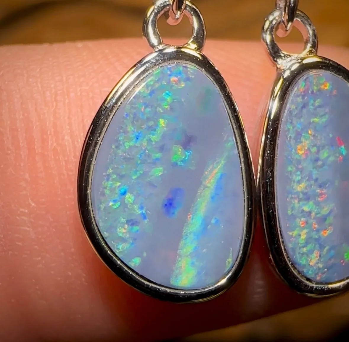 Sterling Silver - Australian Boulder Opal Doublet Hook Earrings