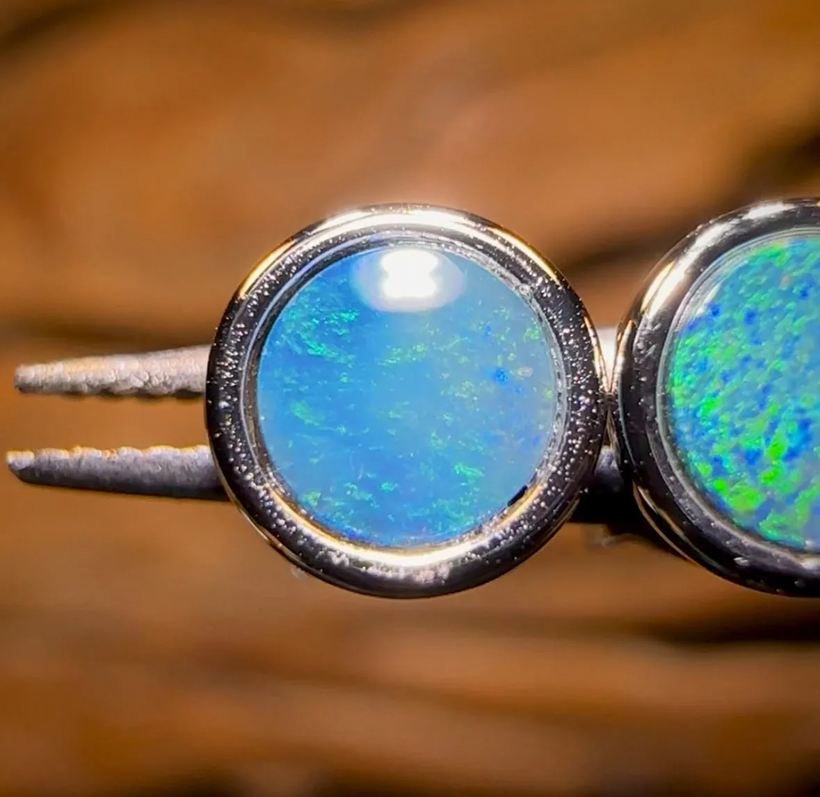 Sterling Silver - Australian Boulder Opal Doublet Stud Earrings BEST SELLER UNISEX